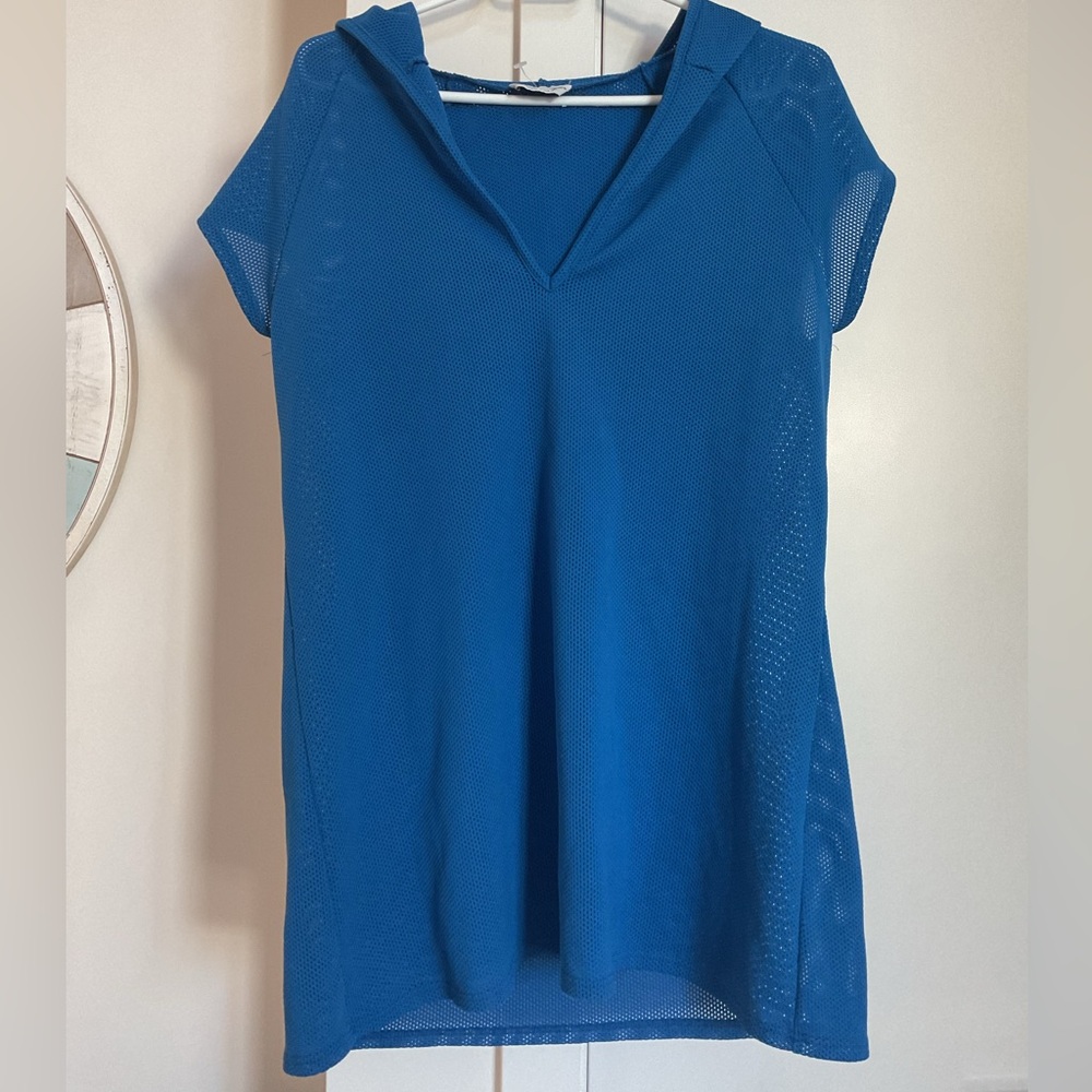 Jordan Taylor Blue Hooded V-Neck Cover-Up